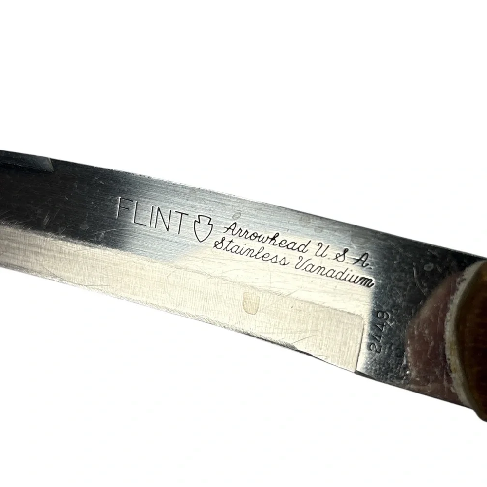Vintage Flint Arrowhead Stainless Vanadium Slicing/Carving Knife 8
